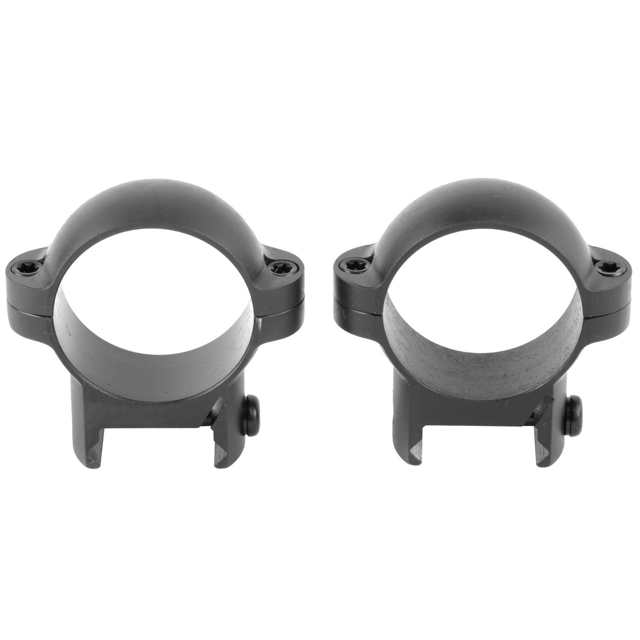 Burris Optics 420044 Weaver-Style Steel Scope Rings, two black scope rings with a durable steel construction and mounting screws for precision and reliability for marksmen.
