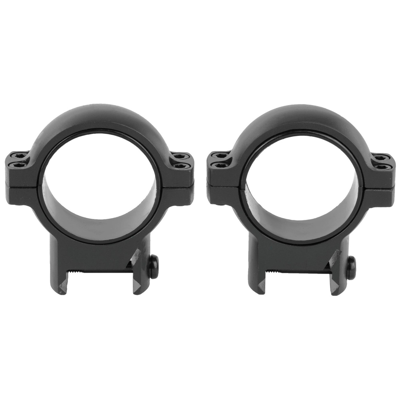 Burris Optics 420587 Signature Rings - Heavy-Duty Steel Construction for Superior Gripping Power and Precision Shooting, pair of black thick metal scope rings with secure mounting mechanisms.