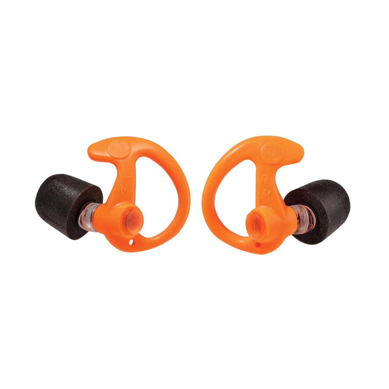 Surefire EP10-OR-MPR Sonic Defender Plus Earplugs, orange noise-canceling in-ear hearing protection with foam tips for ultimate comfort and noise reduction.