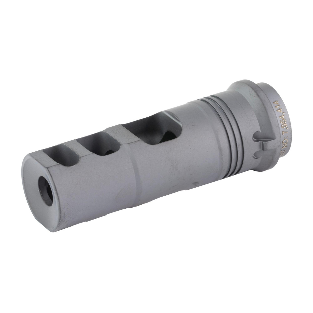 Surefire SFMB-338-M18X1.5 Muzzle Brake Suppressor Adapter, metallic gray, compact and durable recoil management accessory for firearms.