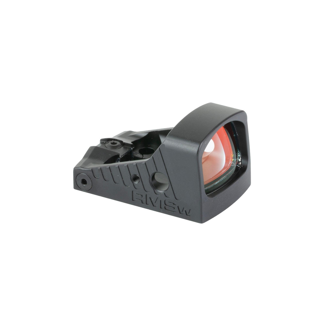 Shield Sights RMSW-8MOA-GLASS Waterproof Red Dot Sight, a compact black sight with glass lens and sturdy mounting base, designed for extreme conditions and night vision compatibility.