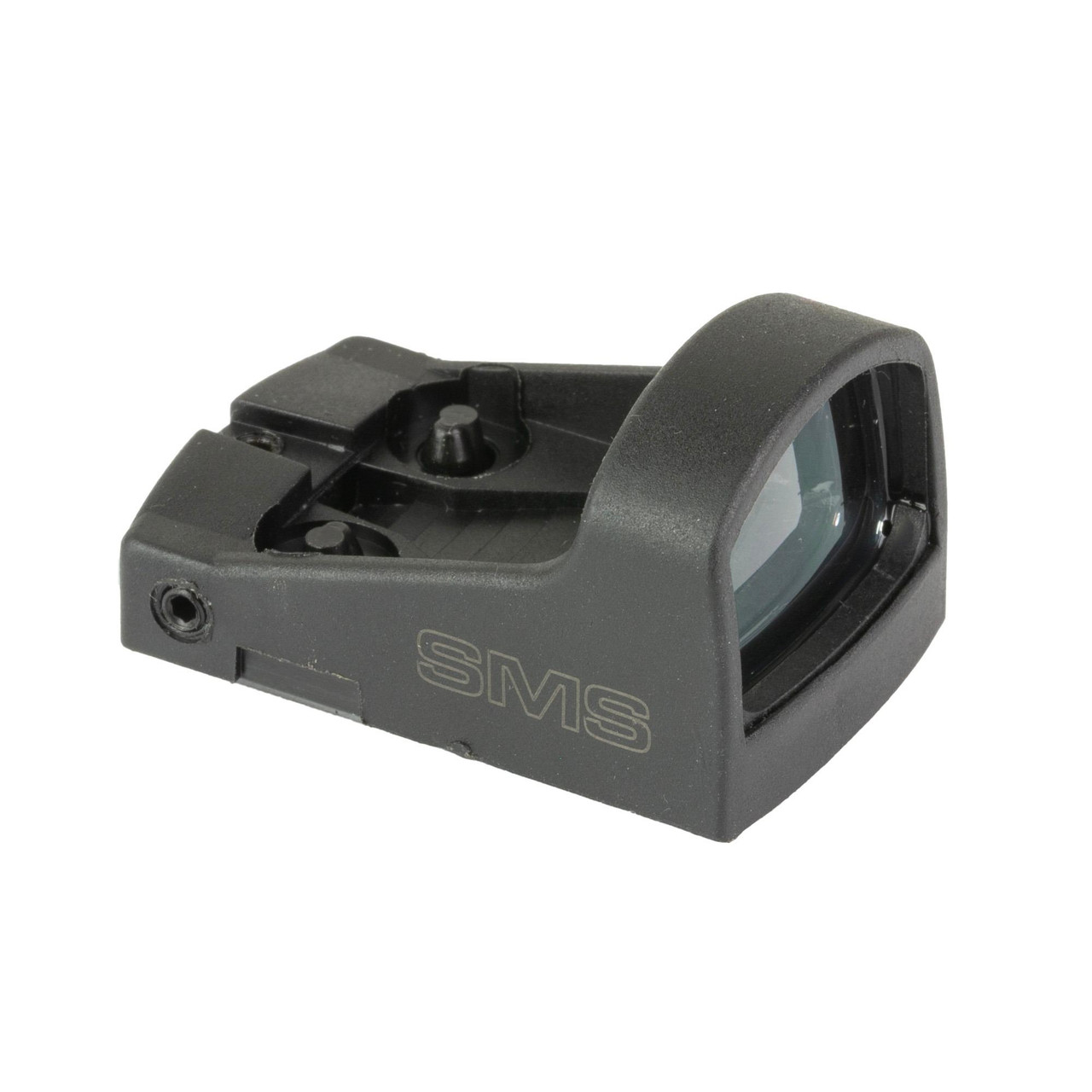 Shield Sights SMS-8MOA-POLY Mini Combat Optic - Lightweight Day/Night Sight for Military & Law Enforcement, close-up image of the tactical sight with a sleek black design and adjustable features for precision shooting.
