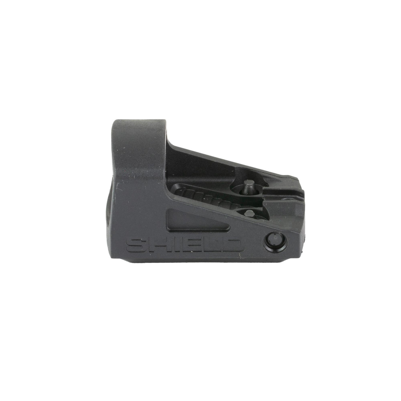 Shield Sights SMS2-8MOA-POLY Mini Reflex Sight, durable nylon polymer lens for night vision and co-witnessing, shown in a close-up view.