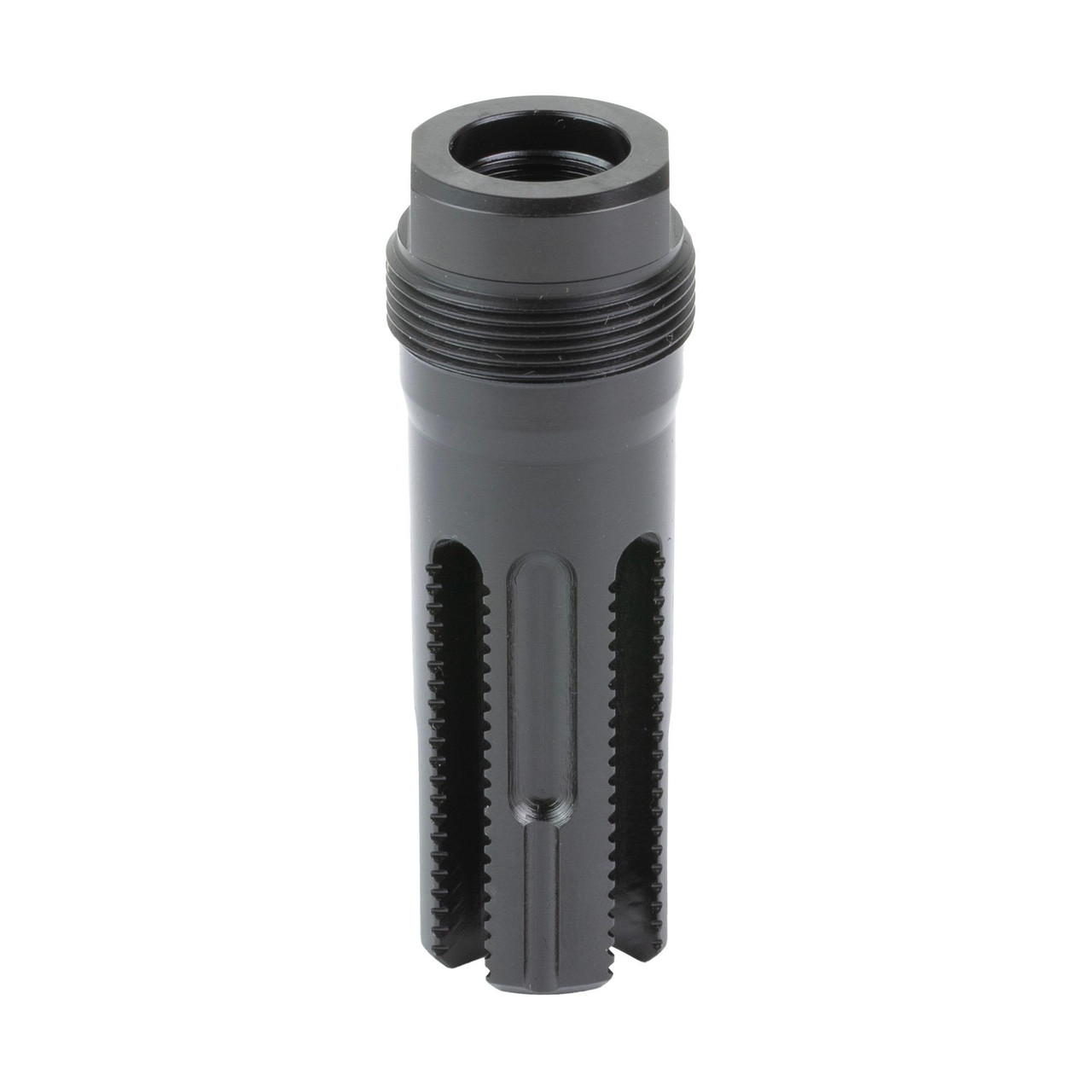 LanTac USA LLC LANTAC Lamprey Flash Hider LAM-556FC-PBL - Precision Engineered Tactical Muzzle Device with Six Ports for Enhanced Shooting Performance, black firearm muzzle device with six ports designed for recoil reduction.