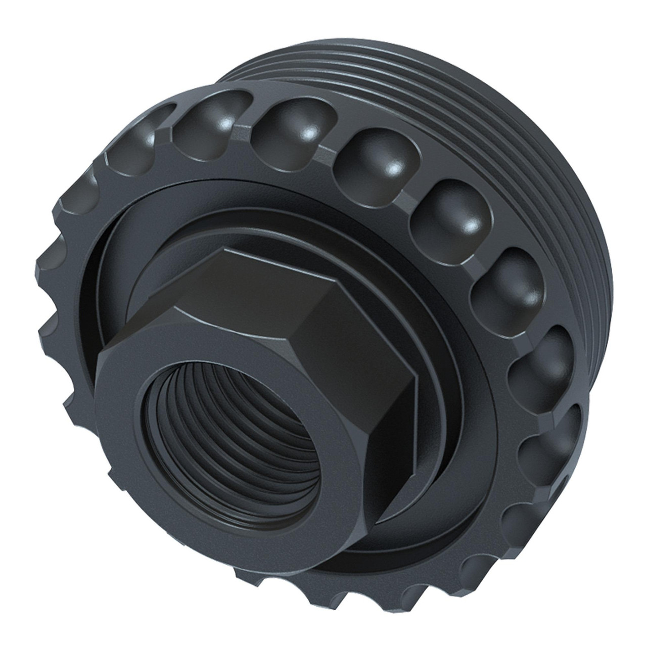 LanTac USA LLC LanTac USA HUB-ADC-DT-556-TI Titanium Direct Thread HUB Adapter, durable 1/2X28 firearm accessory, black threaded firearm accessory with ribbed exterior and hexagonal center