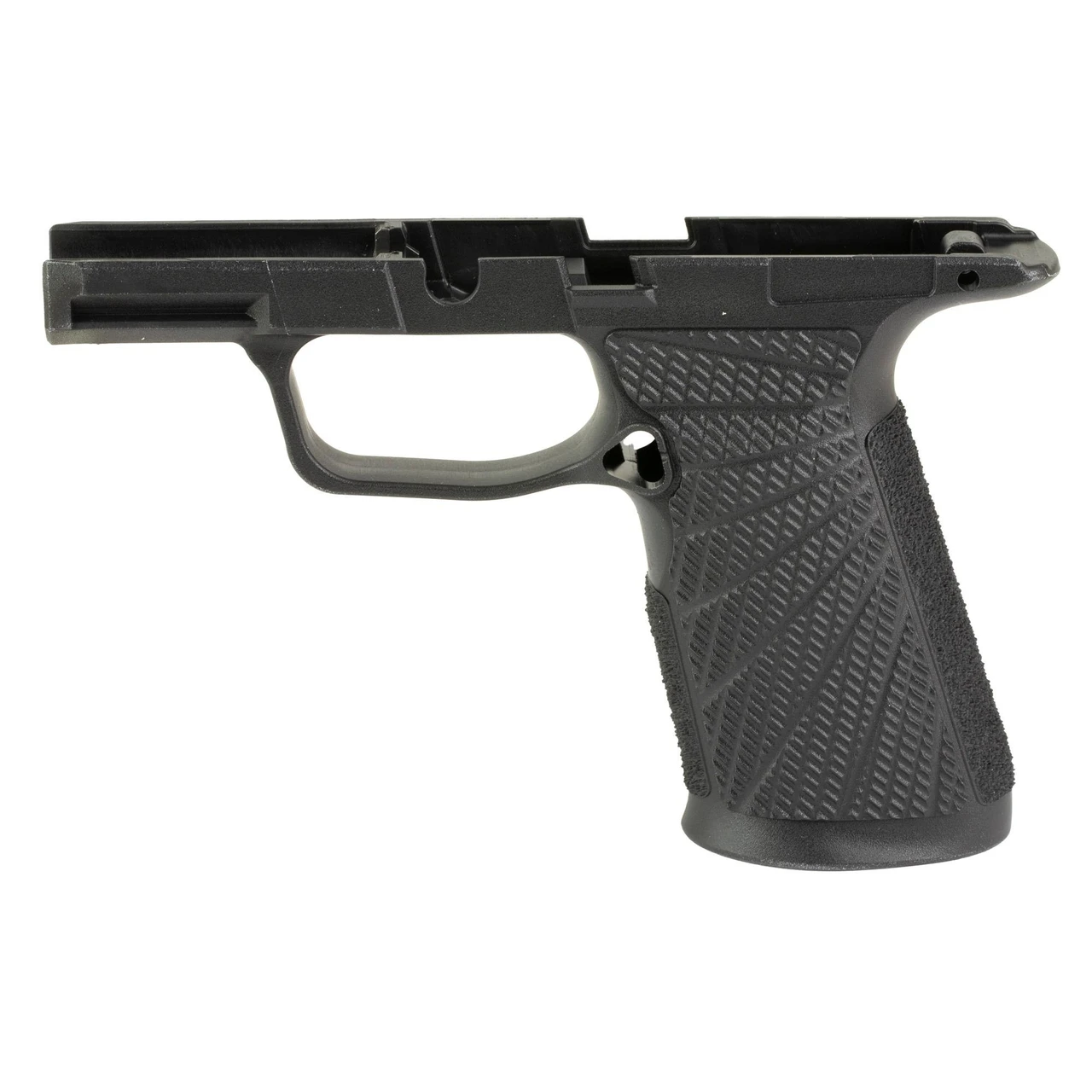 Wilson Combat 365MS-SB Grip Module for SIG-SAUER P365 XMacro, black polymer with textured grip for enhanced ergonomic performance and recoil control.