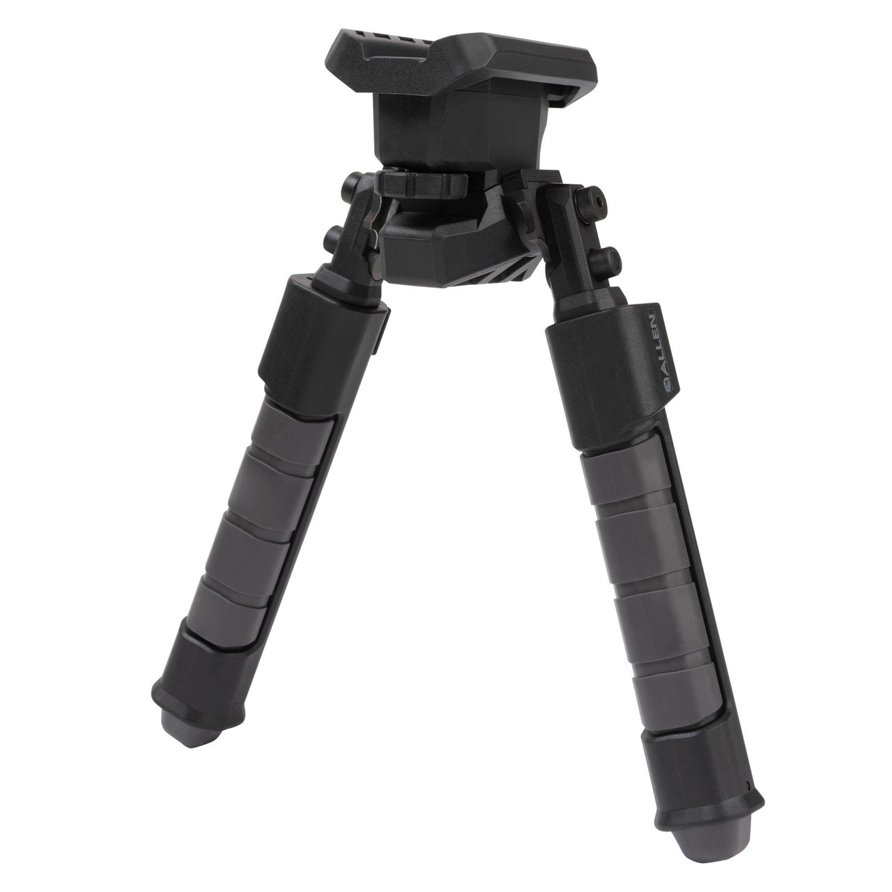 Allen Company 5201 Helix Low-Profile Rifle Bipod, lightweight tactical shooting bipod with adjustable height and quick-adjust system, black color.