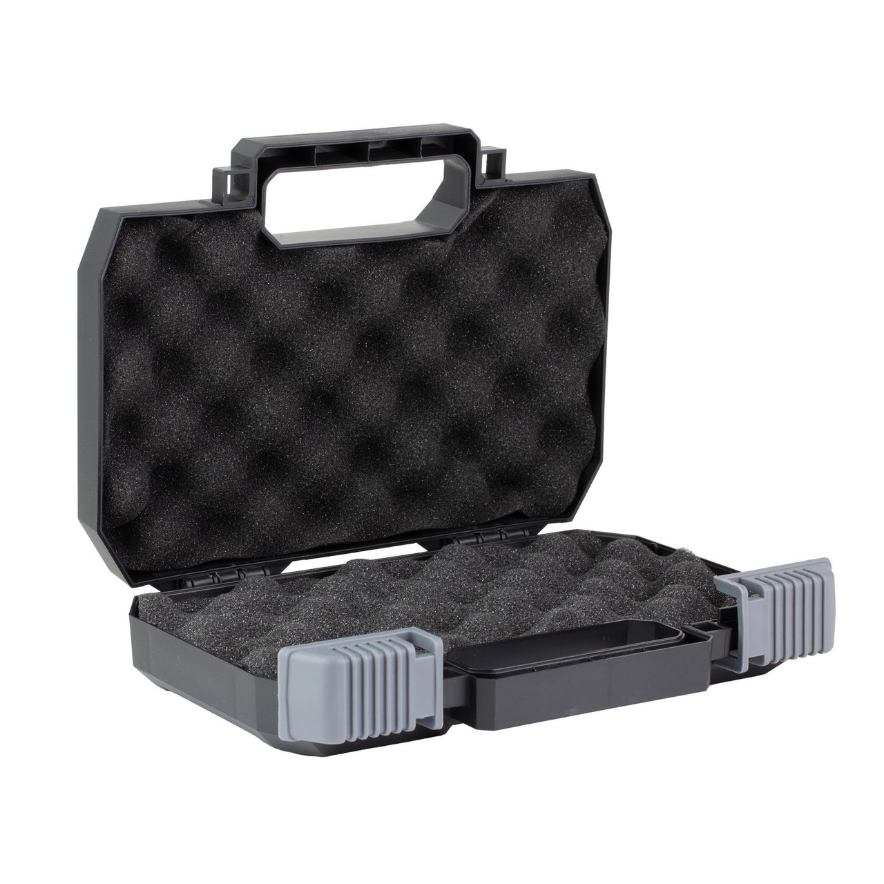Allen Company 20177 Hardshell Pistol Case, durable polymer construction with egg-crate foam interior for secure storage of handguns up to 9 inches, featuring a lockable design and molded handle for portability.