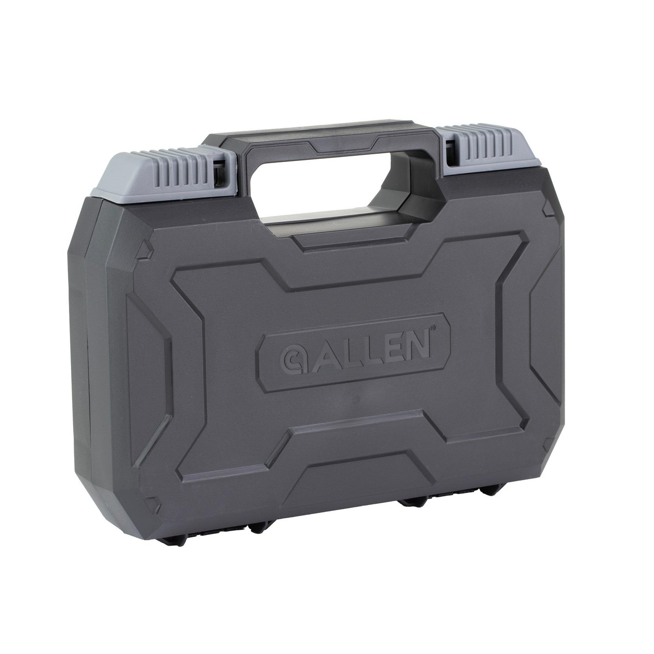 Allen Company 20177 Hardshell Pistol Case, durable polymer construction with egg-crate foam interior for protecting handguns up to 9 inches, lockable design, molded handle for easy carrying.
