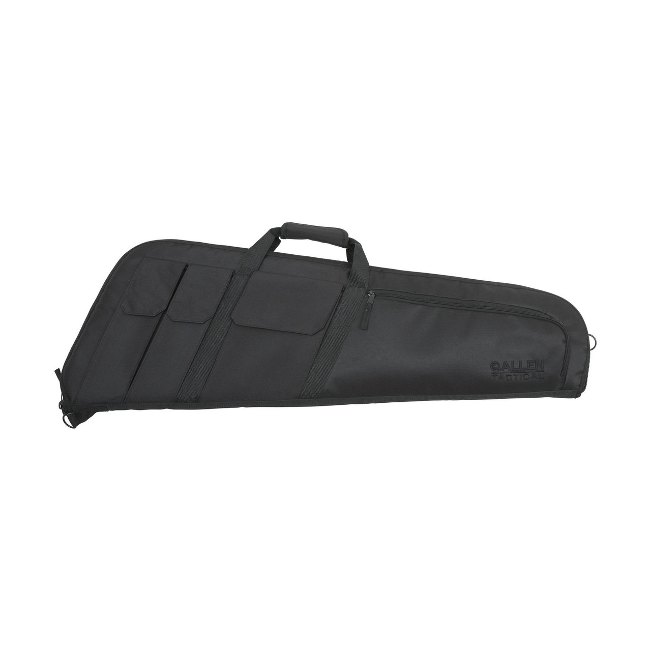 Allen Company 10902 Tac-Six Wedge Tactical Rifle Case - Rugged Protection with Thick Foam Padding & Multiple Pockets, black fabric rifle case with handles and zipper closure.