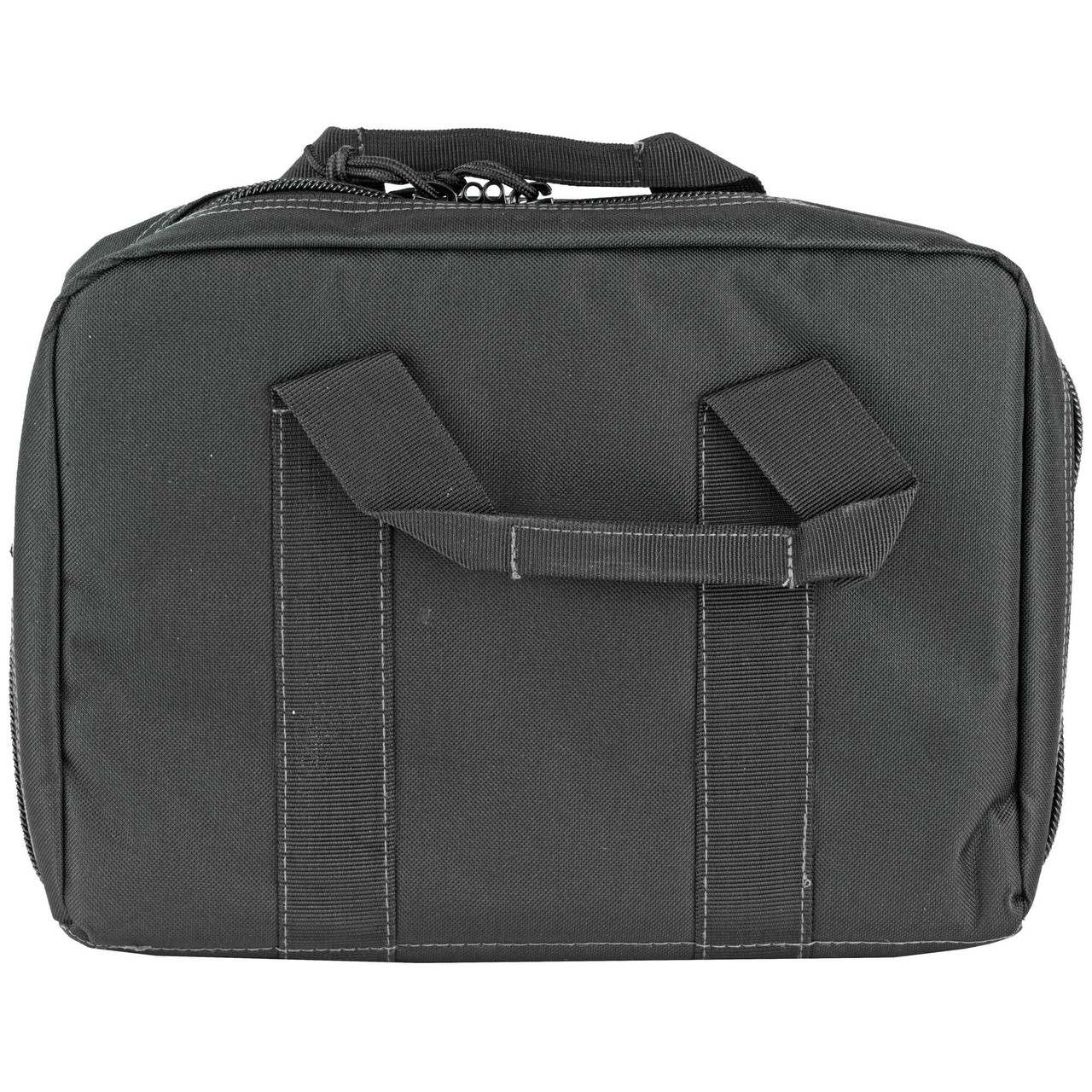 GLOCK AP60242 Dual Padded 2-Pistol Range Bag with 5 Magazine Holders, black rugged carrying case designed for firearm transport and storage, with padded interior and sturdy handles.