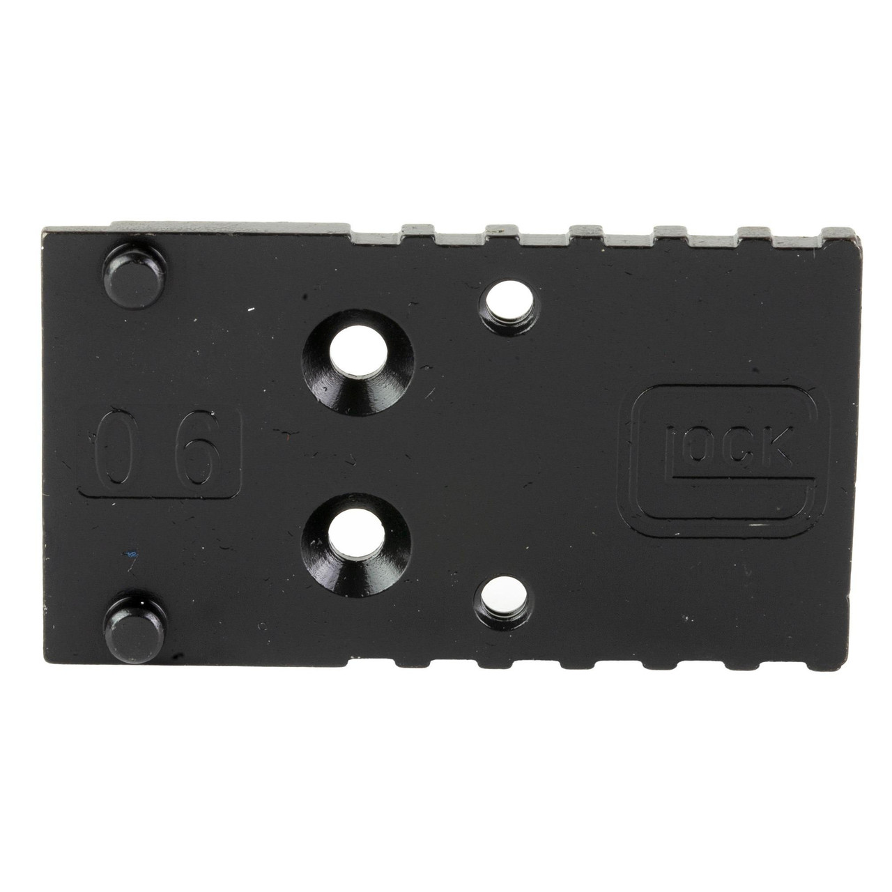 GLOCK MOS Adapter Plate 06, optics-ready mount for Gen 5 Glock models G20, G21, G22, G23, G35, G40, durable black finish, precision engineered, easy to install, MPN 74013