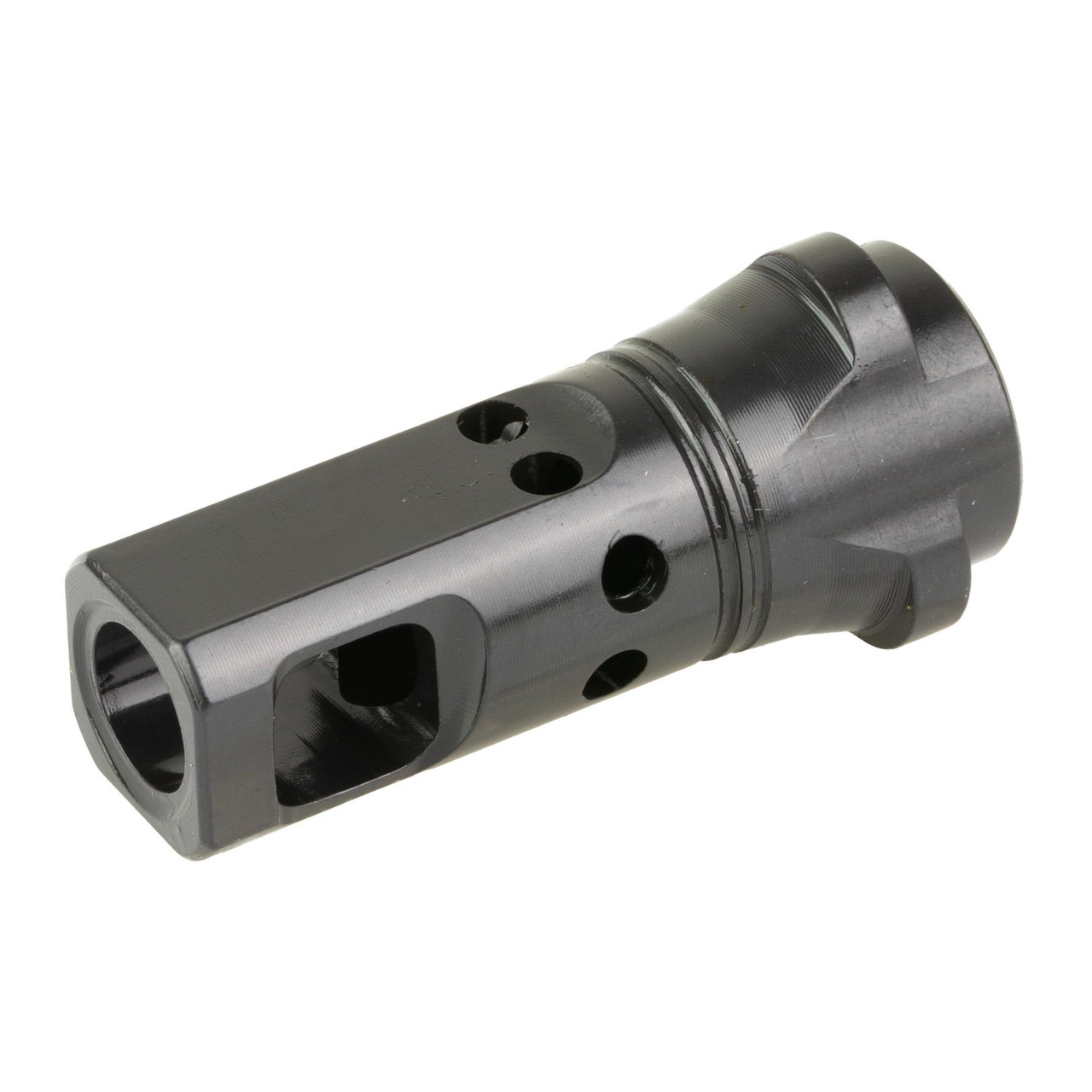 Breek Arms BRK4331 Suppressor Attachment, advanced Breek-LOK 3QD system for .30 Cal firearms, black metal suppressor with precision machining and mounting holes.