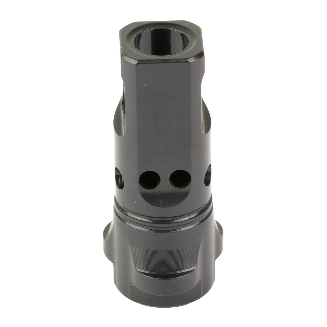 Breek Arms BRK4331 Suppressor Attachment, advanced Breek-LOK 3QD system for .30 caliber firearms, black metal construction with multiple ventilation holes for heat dissipation.