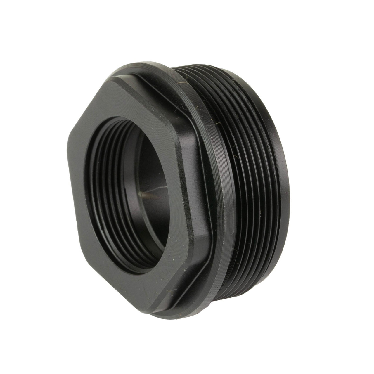 Breek Arms BRK4401 Plan B HUB One Universal Suppressor Mount, lightweight grade 5 titanium with DLC finish for optimal precision, black mount with threaded opening for attaching to firearm suppressors.