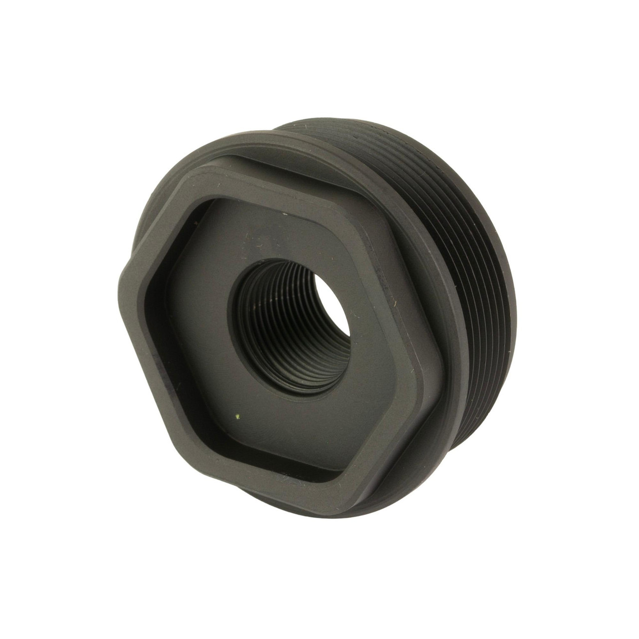 Breek Arms BRK4600TI Direct Thread Universal Suppressor HUB, black titanium alloy with threaded interior for firearm suppressor attachment, designed for durability and precision.