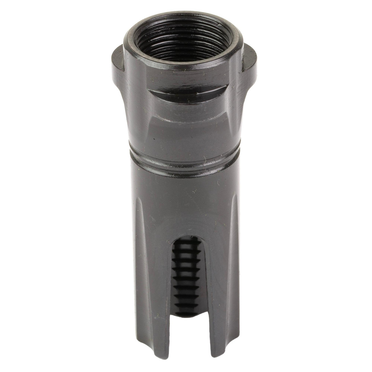 Breek Arms BRK4316 - 3QD Suppressor Attachment with Scorch Flash Hider for Enhanced Firearm Performance, close-up of the black suppressor attachment showing threading and rugged design.