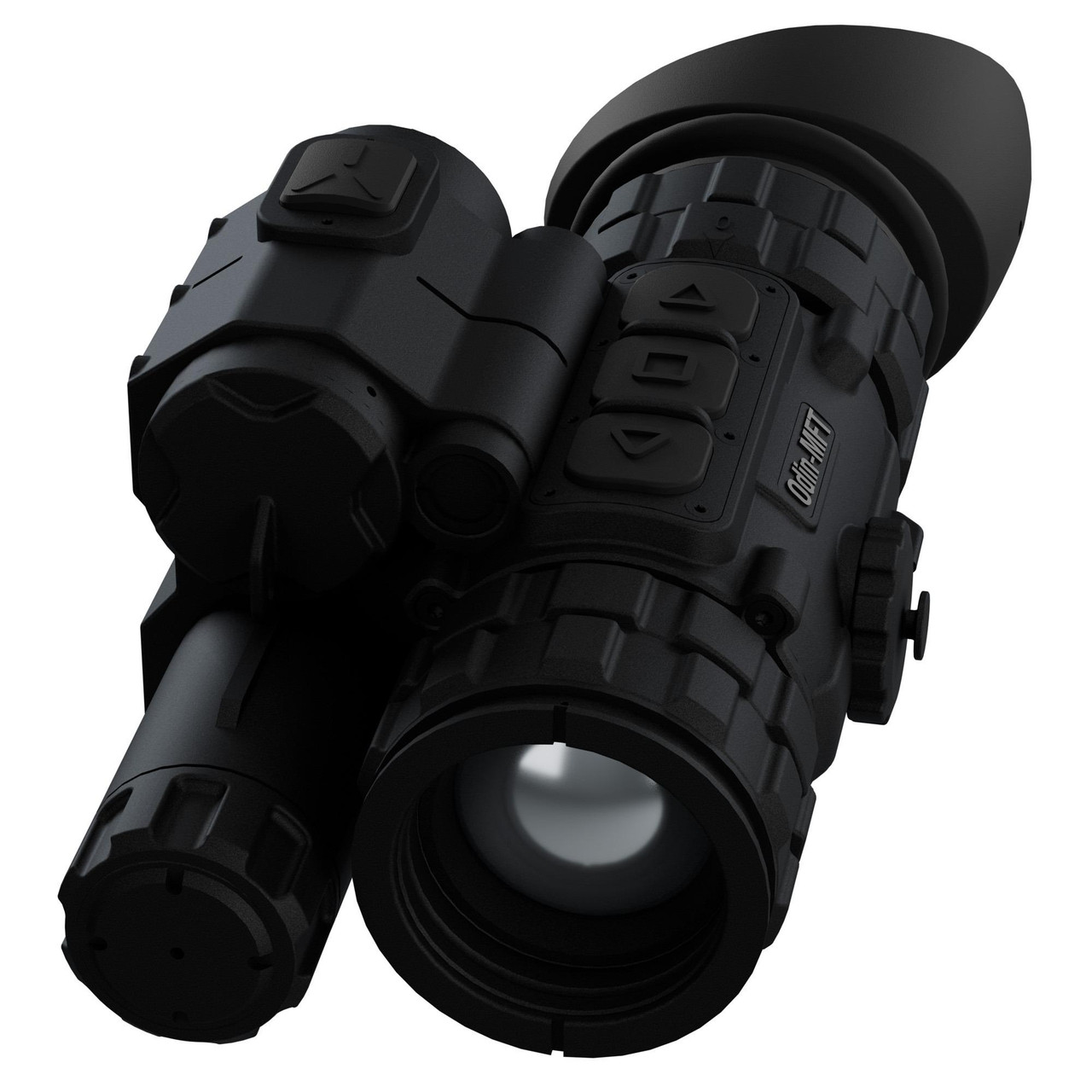 ATN Corp TIMFOD6625 Thermal Optics, versatile monocular and weapon sight featuring AI imaging, OLED display, and range finder, with a compact black design and adjustable controls.