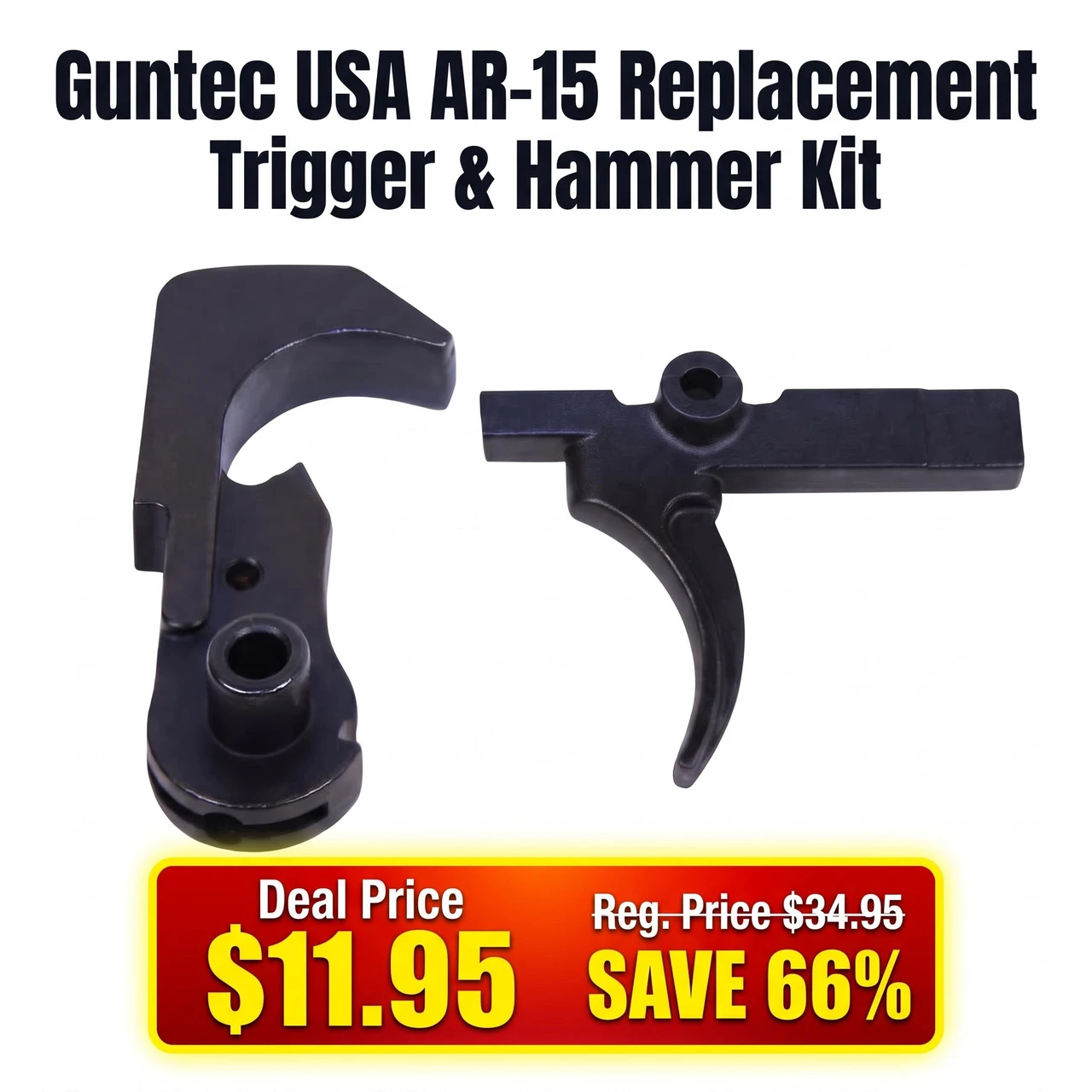 Guntec USA AR-15 Trigger & Hammer Kit, US Made Steel, 5.56 Cal, Matte Black Finish - firearm replacement parts including trigger and hammer components.