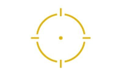 Holosun Technologies Holosun EPS-CARRY-GD-MRS - Compact Enclosed Tactical Optic with Gold Reticle for Subcompact Pistols, image of the gold reticle reticle pattern