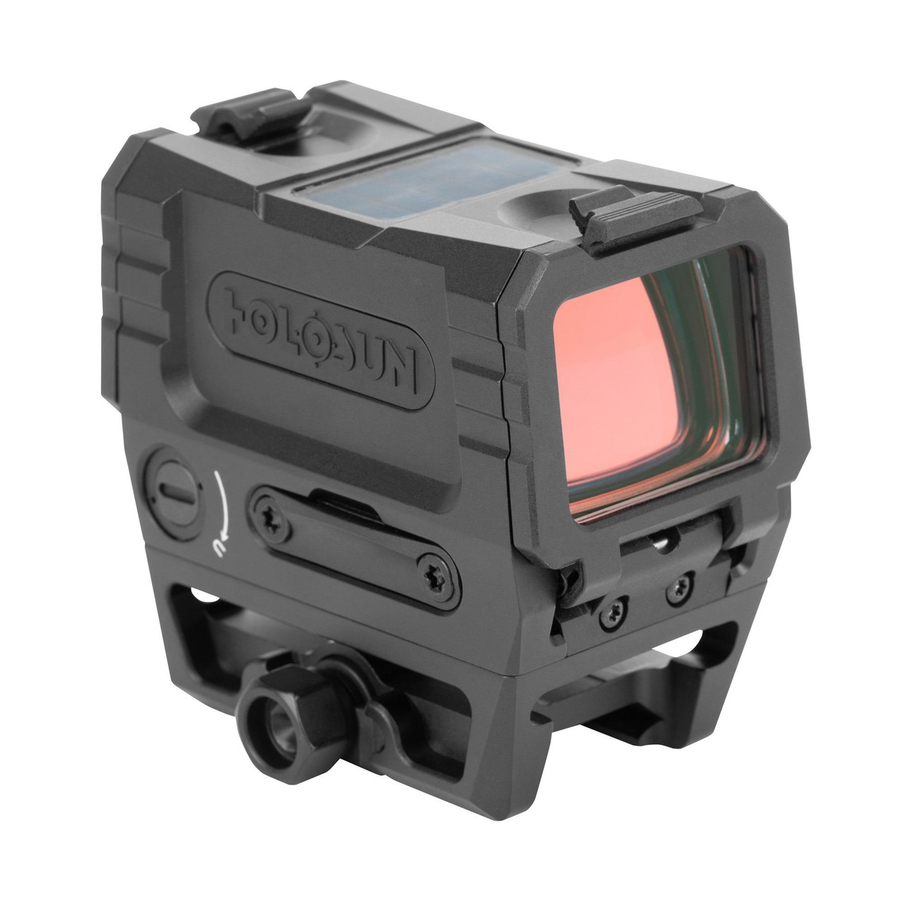 Holosun Technologies AEMS-EVO-GR 2 MOA Green Dot Sight - precision optic with adaptive brightness and durable construction, featuring a rugged black design and reflective lens for firearm targeting.