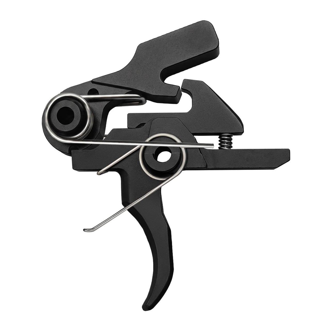 Rise Armament RISE SNGL STG COMPONENT TRIGGER CRVD, black firearm trigger with silver springs and parts.