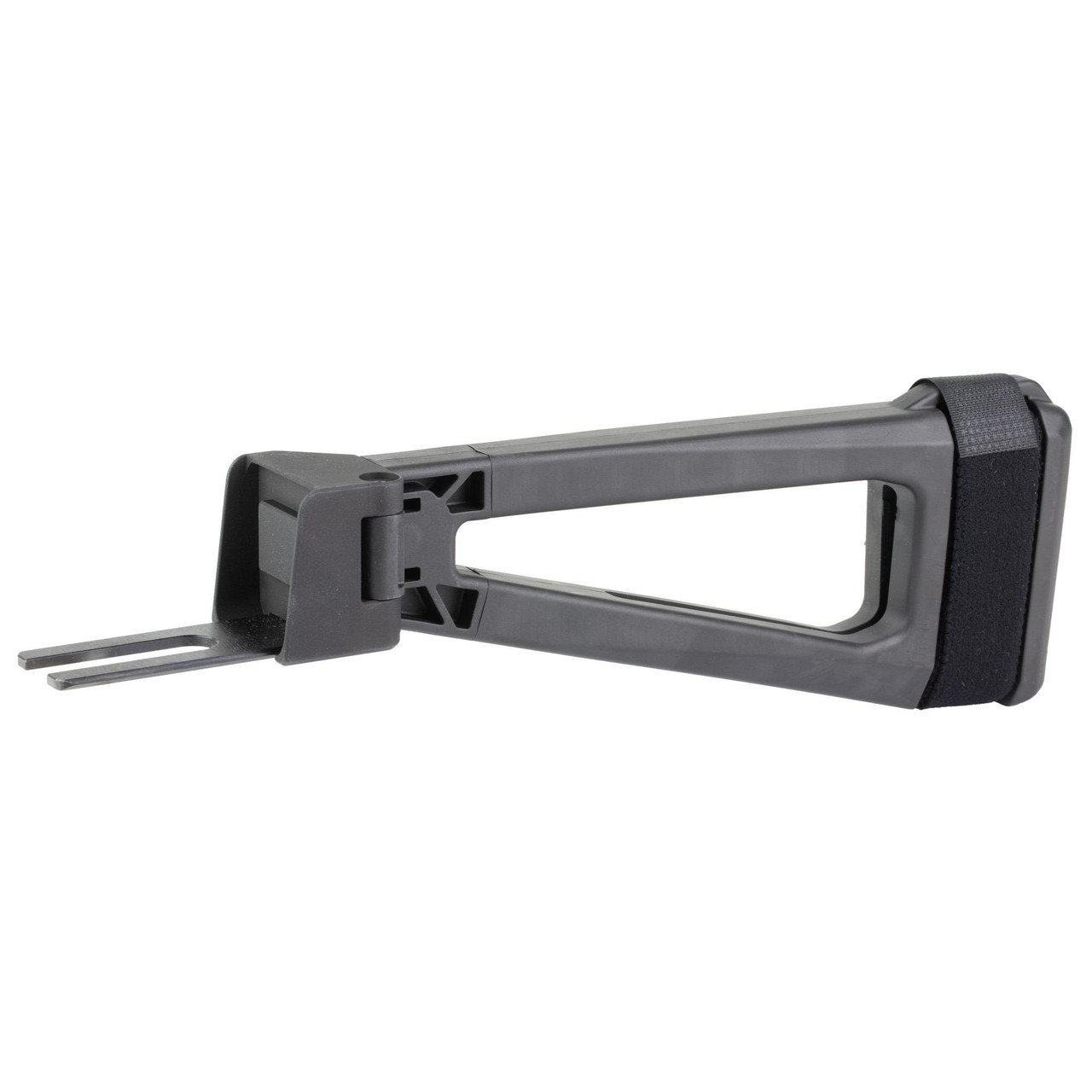 SB Tactical AKTF-01-SB, black folding AK pistol stabilizing brace with hook-and-loop strap shown on a white background