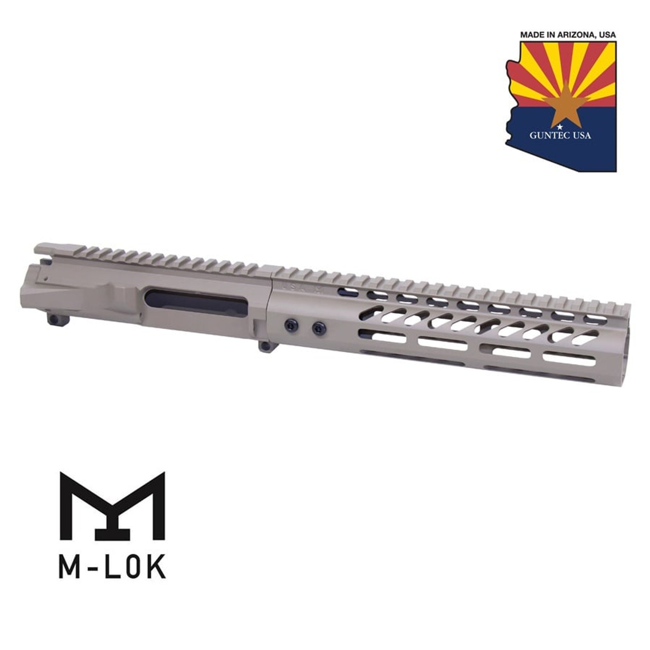 Guntec USA GT-UPPER-SET-FDE-9MLK AR-15 Stripped Billet Upper Receiver &amp;Amp; 9" Ultralight Series M-LOK Handguard Combo Set (Flat Dark Earth)