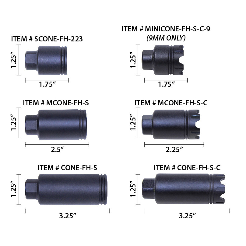 Guntec USA CONE-FH-S-C-308 AR-10 .308 Cal Slim Line 'Trident' Flash Can With Glass Breaker