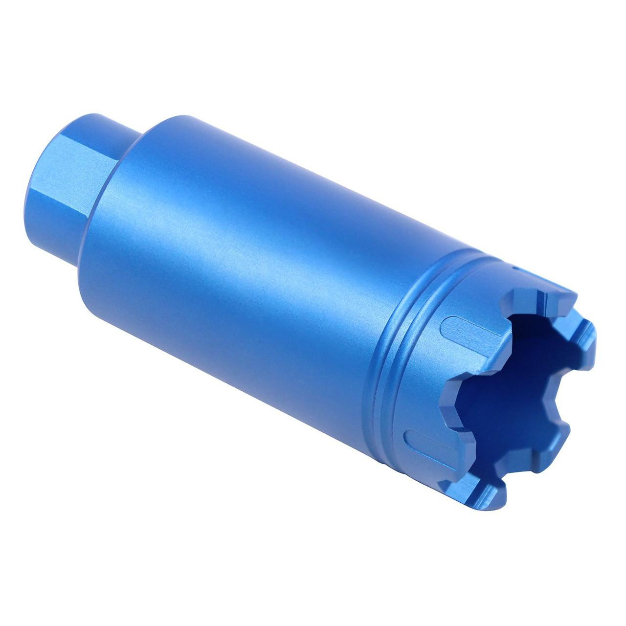  Guntec USA CONE-FH-S-C-BLUE 223/5.56 Rifle Slim Line 'Trident' Flash Can With Glass Breaker (Anodized Blue) 