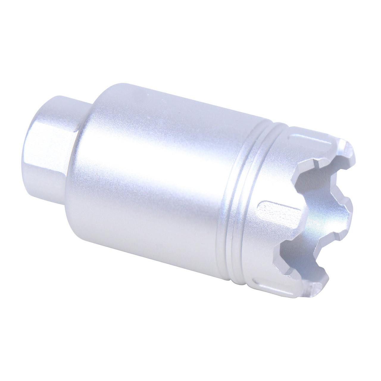 Guntec USA MCONE-FH-S-C-CLEAR Guntec USA MCONE-FH-S-C-CLEAR AR-15 Micro 'Trident' Flash Can With Glass Breaker (Anodized Clear) MCONE-FH-S-C-CLEAR