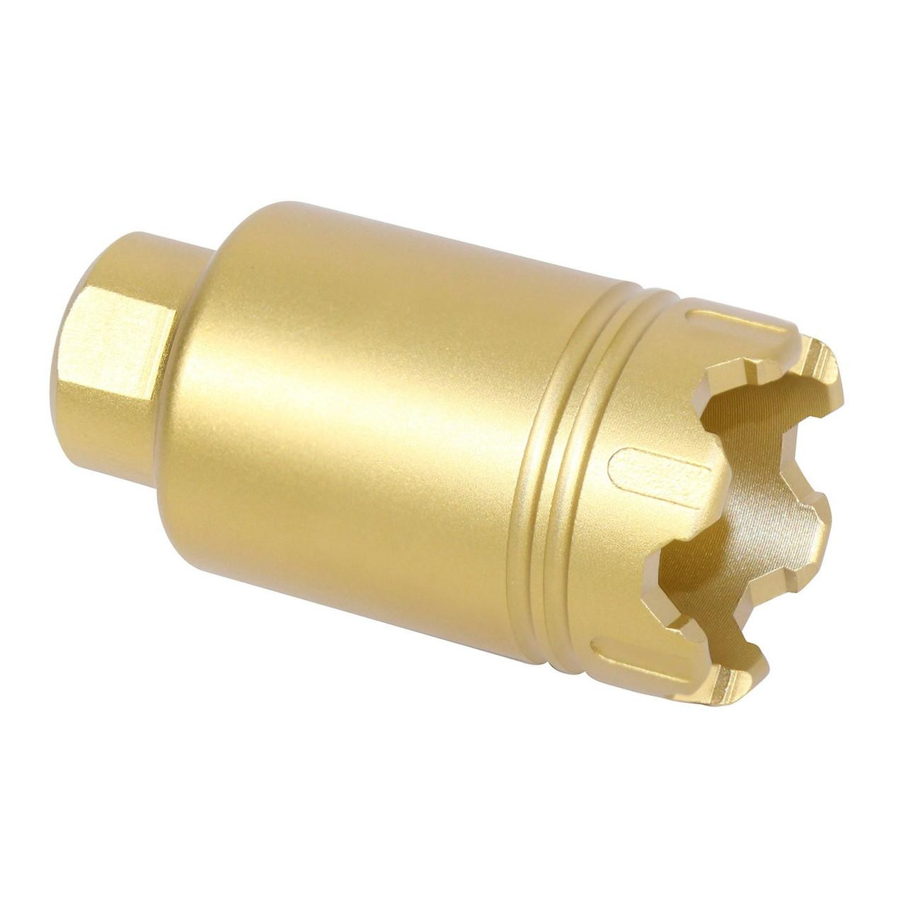 Guntec USA MCONE-FH-S-C-GOLD Guntec USA MCONE-FH-S-C-GOLD AR-15 Micro 'Trident' Flash Can With Glass Breaker (Anodized Gold) MCONE-FH-S-C-GOLD