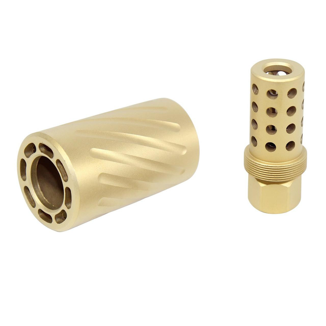 Guntec USA SPITFIRE-TIN Guntec USA SPITFIRE-TIN 223/5.56 Rifle Muzzle Comp With Qd Blast Shield (Tin Coated) SPITFIRE-TIN