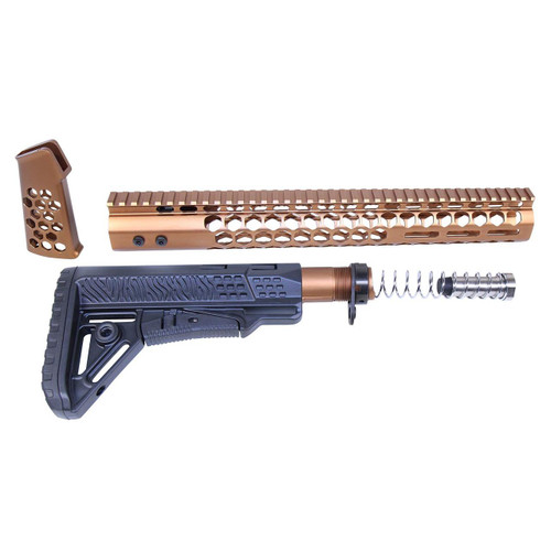 Guntec USA HC-SET-G2-308-BRZ Guntec USA HC-SET-G2-308-BRZ AR .308 "Honeycomb" Series Complete Furniture Set (Gen 2) (Anodized Bronze) HC-SET-G2-308-BRZ