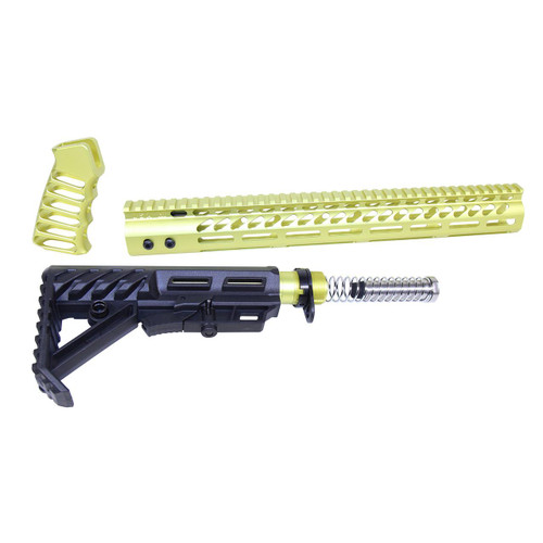 Guntec USA ULTRA-SET-NY Guntec USA ULTRA-SET-NY AR-15 Ultralight Series Complete Furniture Set (Anodized Neon Yellow) ULTRA-SET-NY
