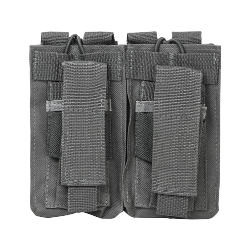 NcStar NcSTAR CVAR2MP2927U 223/556 Double Mag Pouch, tactical gray double magazine pouch with adjustable straps for firearm magazines.