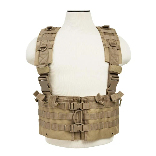 NcStar NcSTAR CVARCR2922T AR Chest Rig, tactical beige chest rig with adjustable straps and multiple MOLLE attachment points.