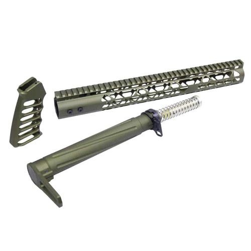 Guntec USA AIRLITE-SET-GREEN Guntec USA AIRLITE-SET-GREEN AR-15 AIR Lite Series Complete Furniture Set (Anodized Green) AIRLITE-SET-GREEN