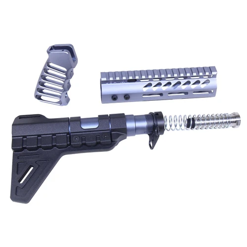 Guntec USA AR-PISTOL-SET-MLK-PB-GREY Guntec USA AR-PISTOL-SET-MLK-PB-GREY AR-15 Pistol Furniture Set W/Micro Breach Pistol Brace (Anodized Grey) AR-PISTOL-SET-MLK-PB-GREY