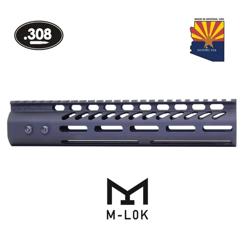 Guntec USA GT-10MLK-308 Guntec USA GT-10MLK-308 10" Ultra Lightweight Thin M-LOK System Free Floating Handguard With Monolithic Top Rail (.308 Cal) (Anodized Black) GT-10MLK-308