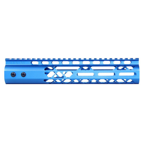  Guntec USA GT-10MLK-AL-BLUE 10" Air Lite M-LOK Free Floating Handguard With Monolithic Top Rail (Anodized Blue) 