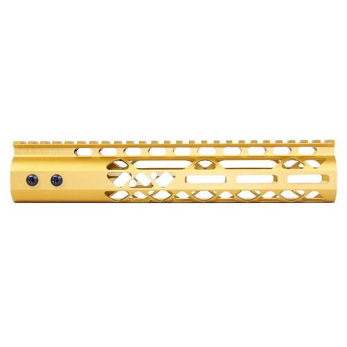Guntec USA GT-10MLK-AL-GOLD Guntec USA GT-10MLK-AL-GOLD 10" Air Lite M-LOK Free Floating Handguard With Monolithic Top Rail (Anodized Gold) GT-10MLK-AL-GOLD