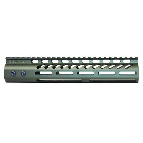 Guntec USA GT-10MLK-GREEN Guntec USA GT-10MLK-GREEN 10" Ultra Lightweight Thin M-LOK System Free Floating Handguard With Monolithic Top Rail (Anodized Green) GT-10MLK-GREEN