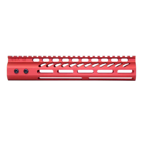  Guntec USA GT-10MLK-RED 10" Ultra Lightweight Thin M-LOK System Free Floating Handguard With Monolithic Top Rail (Anodized Red) 