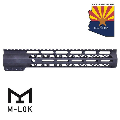  Guntec USA GT-12ALC 12" AIR-LOK Series M-LOK Compression Free Floating Handguard With Monolithic Top Rail (Anodized Black) 