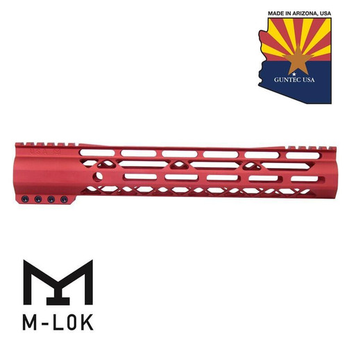  Guntec USA GT-12ALC-G2-RED 12" AIR-LOK Series M-LOK Compression Free Floating Handguard With Monolithic Top Rail (Gen 2) (Anodized Red) 