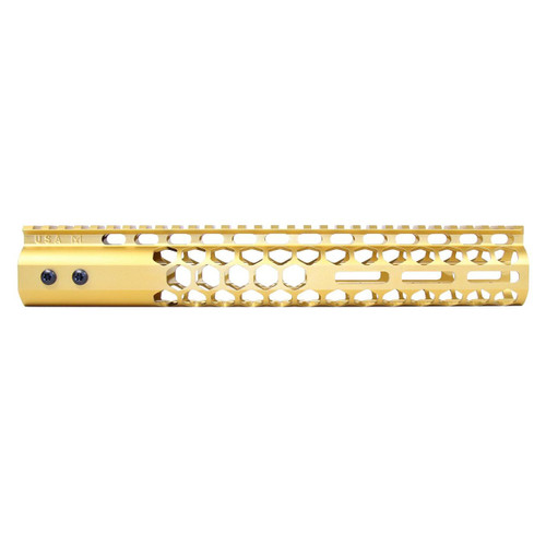 Guntec USA GT-12HC-AL-MLK-GOLD Guntec USA GT-12HC-AL-MLK-GOLD 12" Air Lite Series 'Honeycomb' M-LOK Free Floating Handguard With Monolithic Top Rail (Anodized Gold) GT-12HC-AL-MLK-GOLD