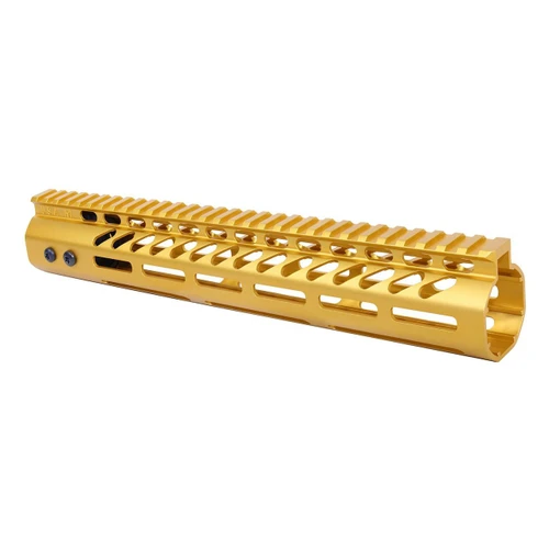 Guntec USA GT-12MLK-308-GOLD Guntec USA GT-12MLK-308-GOLD 12" Ultra Lightweight Thin M-LOK System Free Floating Handguard With Monolithic Top Rail (.308 Cal) (Anodized Gold) GT-12MLK-308-GOLD