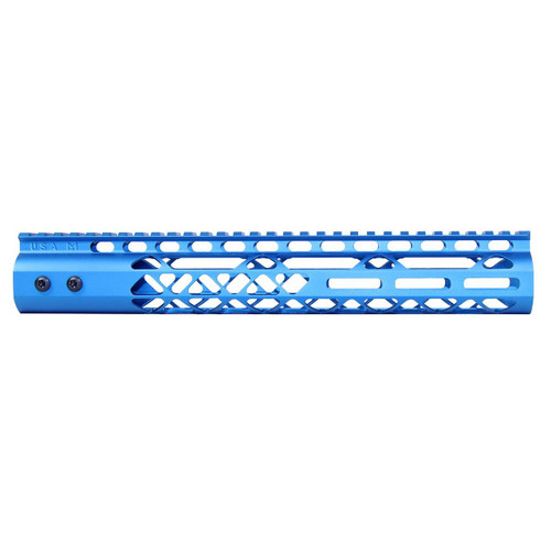  Guntec USA GT-12MLK-AL-BLUE 12" Air Lite M-LOK Free Floating Handguard With Monolithic Top Rail (Anodized Blue) 