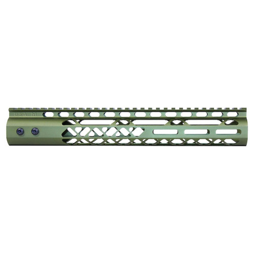  Guntec USA GT-12MLK-AL-GREEN 12" Air Lite M-LOK Free Floating Handguard With Monolithic Top Rail (Anodized Green) 